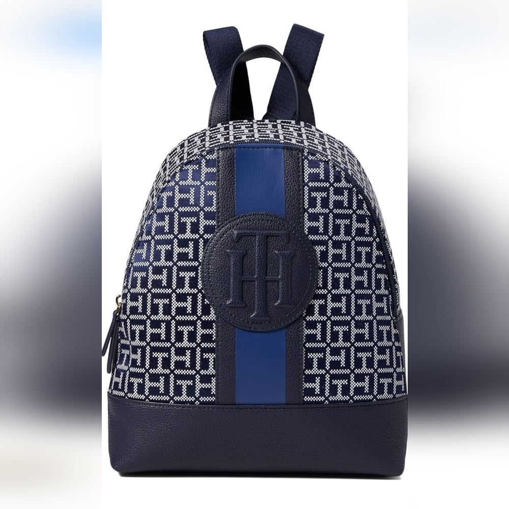 Tommy Hilfiger Riley Medium Dome Backpack Navy/White One Size purse/backpack.